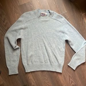 Vintage Amana blue wool/cotton swoop neck sweater